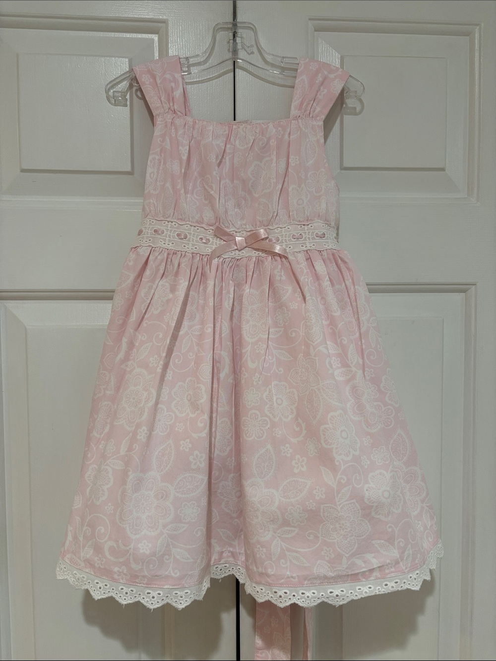 Maggie & Zoe Pink Floral Lace-Trim Sleeveless Dress Girls 4T EUC
